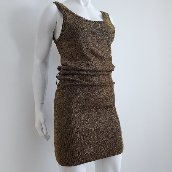 Vintage 70s Gold Sweater Dress - Picture 3 of 9